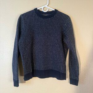 Taylor Stitch Mens Navy Patterned the rangeley wool cashmere Crewneck Sweater 42